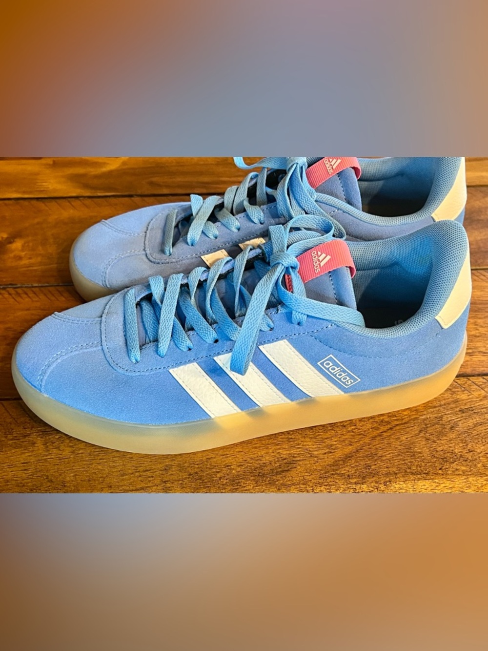 Adidas VL Court 3.0 Sneakers Blue Pink Gum Sole Women’s 9.5 ID9074 - Picture 3 of 8